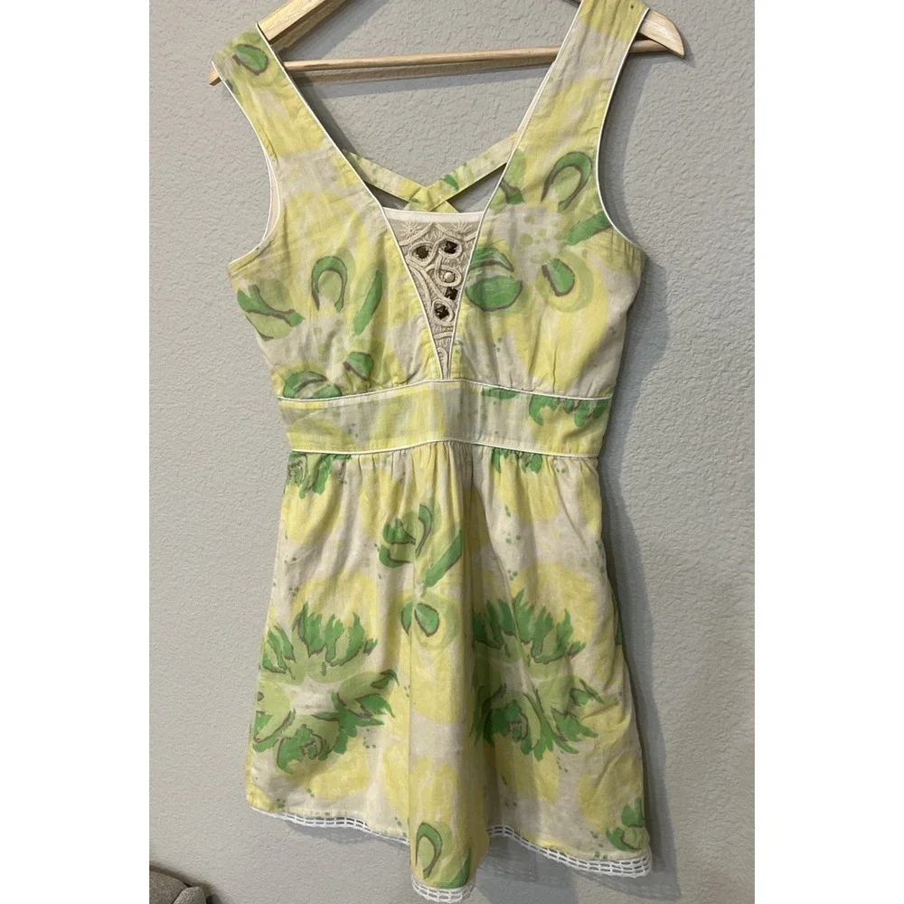 Free People YELLOW/GREEN Floral Sundress Summer Dress SIZE 6
